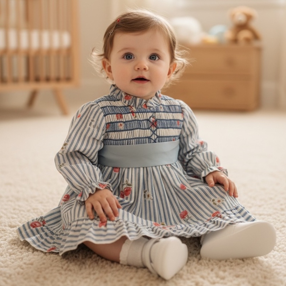 VINTAGE Floral Striped Dress